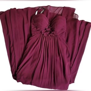 Elegant strapless plum dress Bill Levkoff